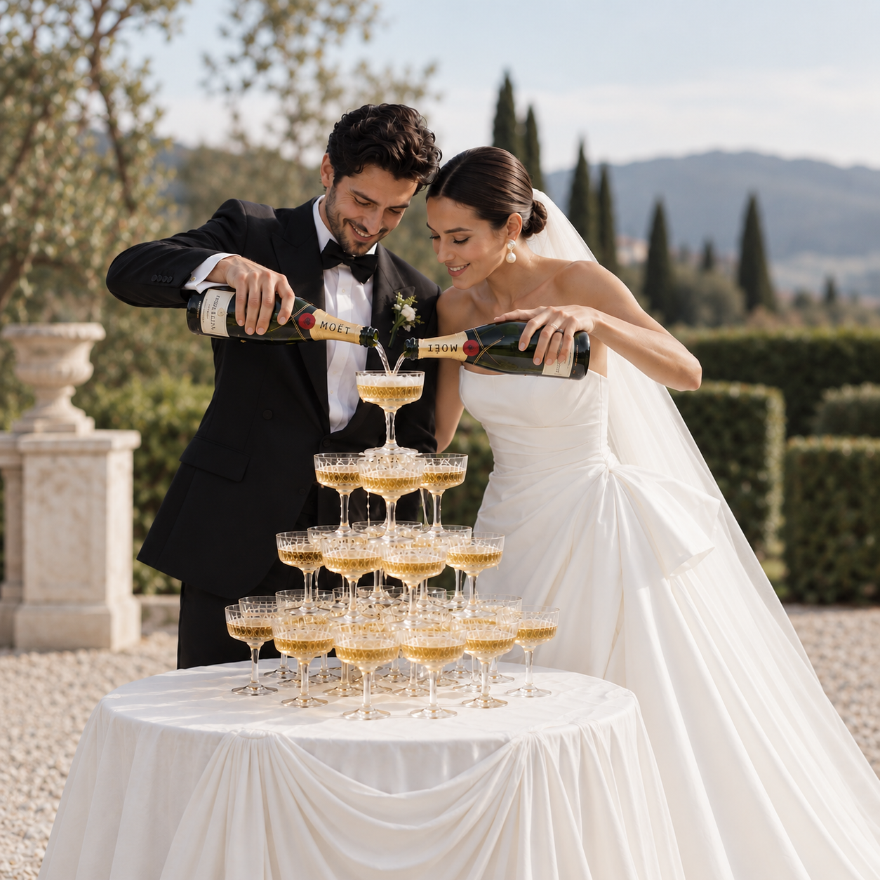 Poháre na champagne tower – prenájom | AMORIA
